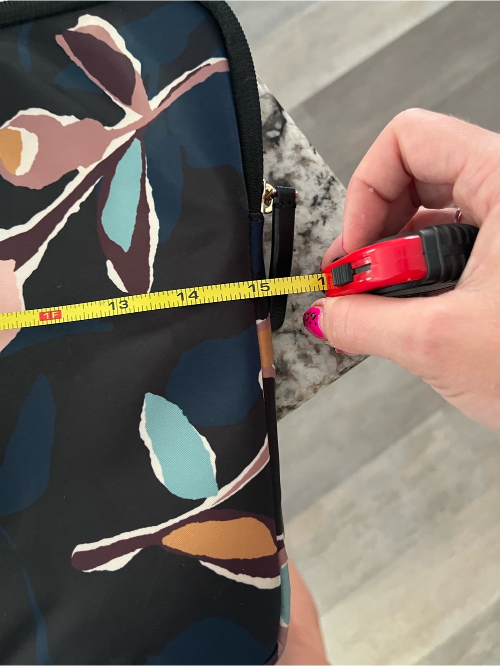 kate spade black floral laptop sleeve with blush, teal & mustard accents - Picture 3 of 4